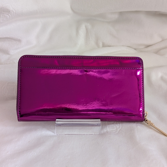Kate Spade Pink/Purple Iridescent Zippy Wallet Storybook Lining Full Size NWOT - Picture 3 of 5